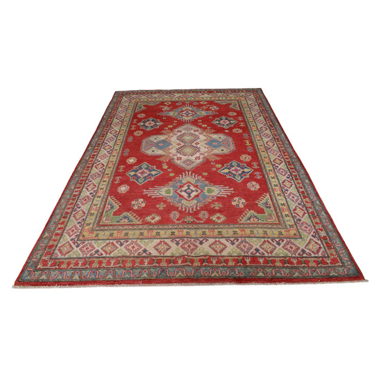 Red Oriental Kazak Afghan Hand-knotted Rug (KK-214)