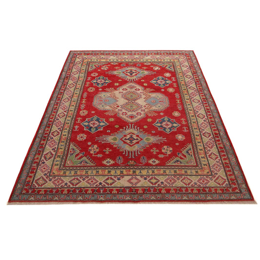 Red Oriental Kazak Afghan Hand-knotted Rug (KK-215)
