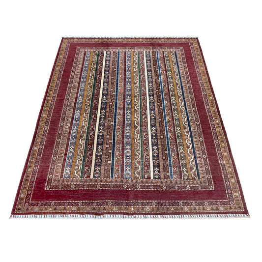 Red Shawl Afghan Hand-knotted Rug (SH-3001)