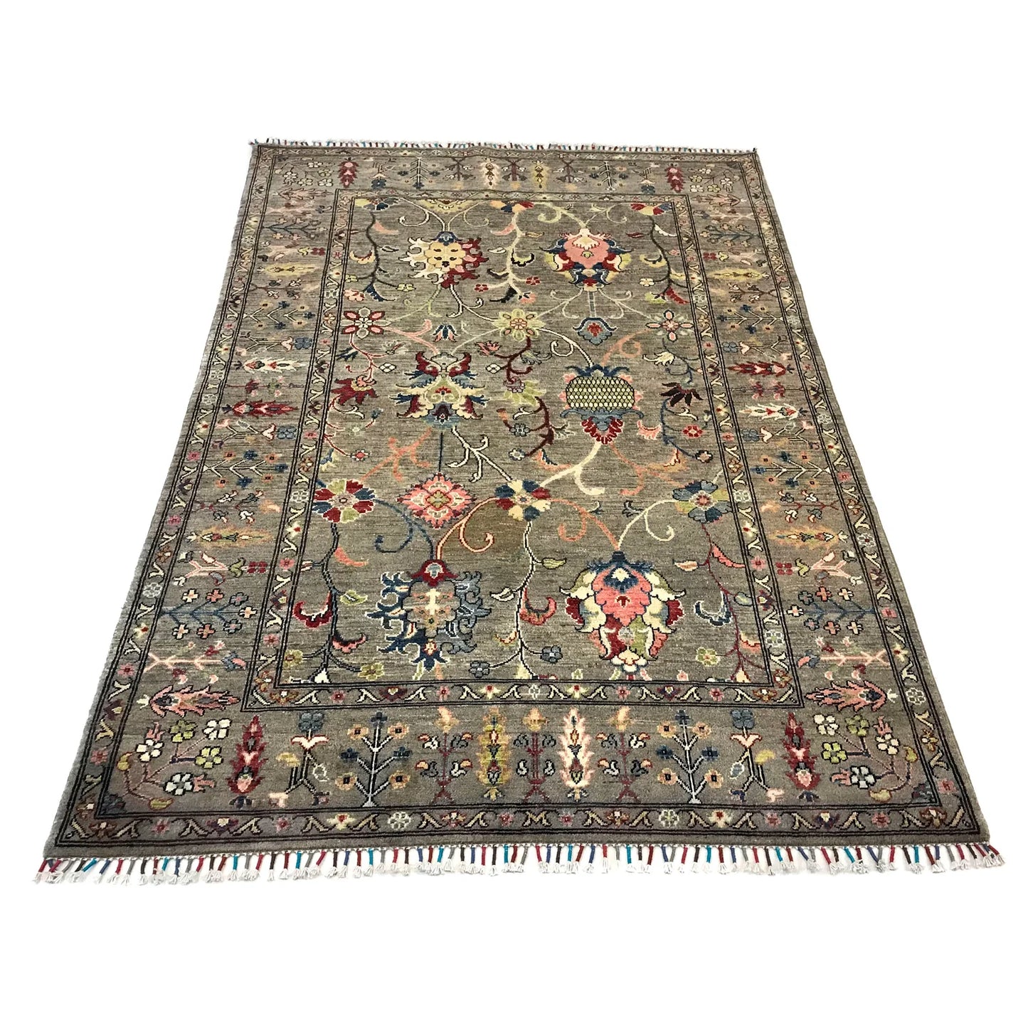 Grey Modern Sultani Afghan Hand-knotted Rug (ST-702)