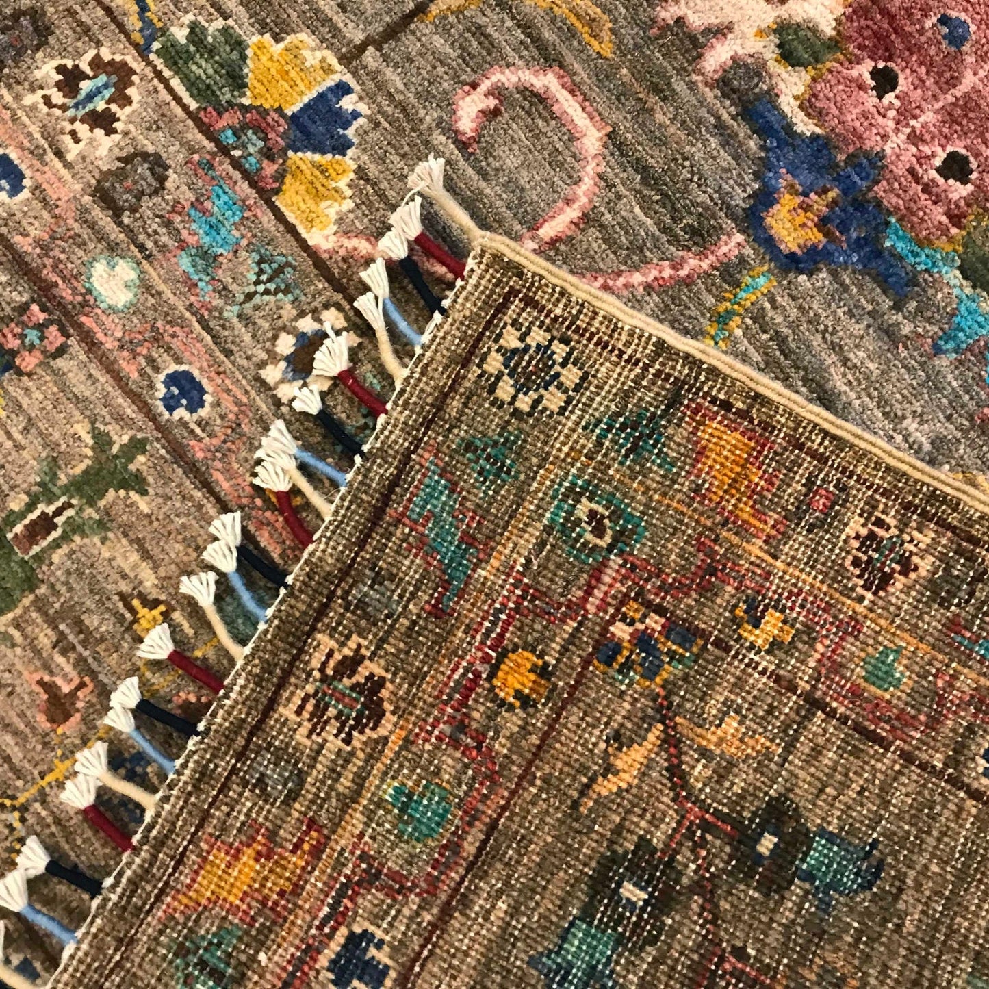 Grey Modern Sultani Afghan Hand-knotted Rug (ST-717)