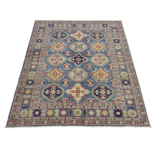 Blue Oriental Kazak Afghan Hand-knotted Rug (KK-273)