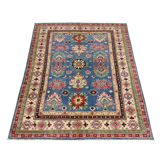Blue Oriental Kazak Afghan Hand-knotted Rug (KK-275)
