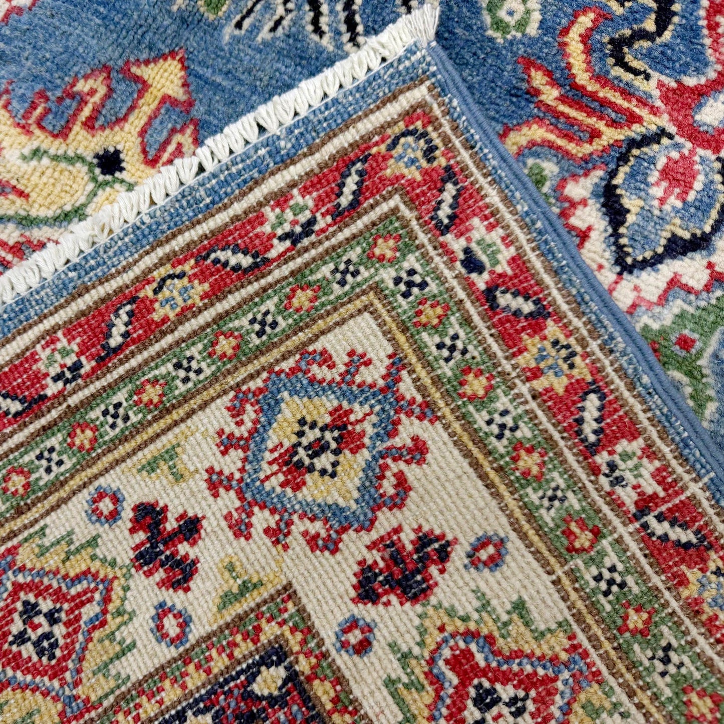 Blue Oriental Kazak Afghan Hand-knotted Rug (KK-275)