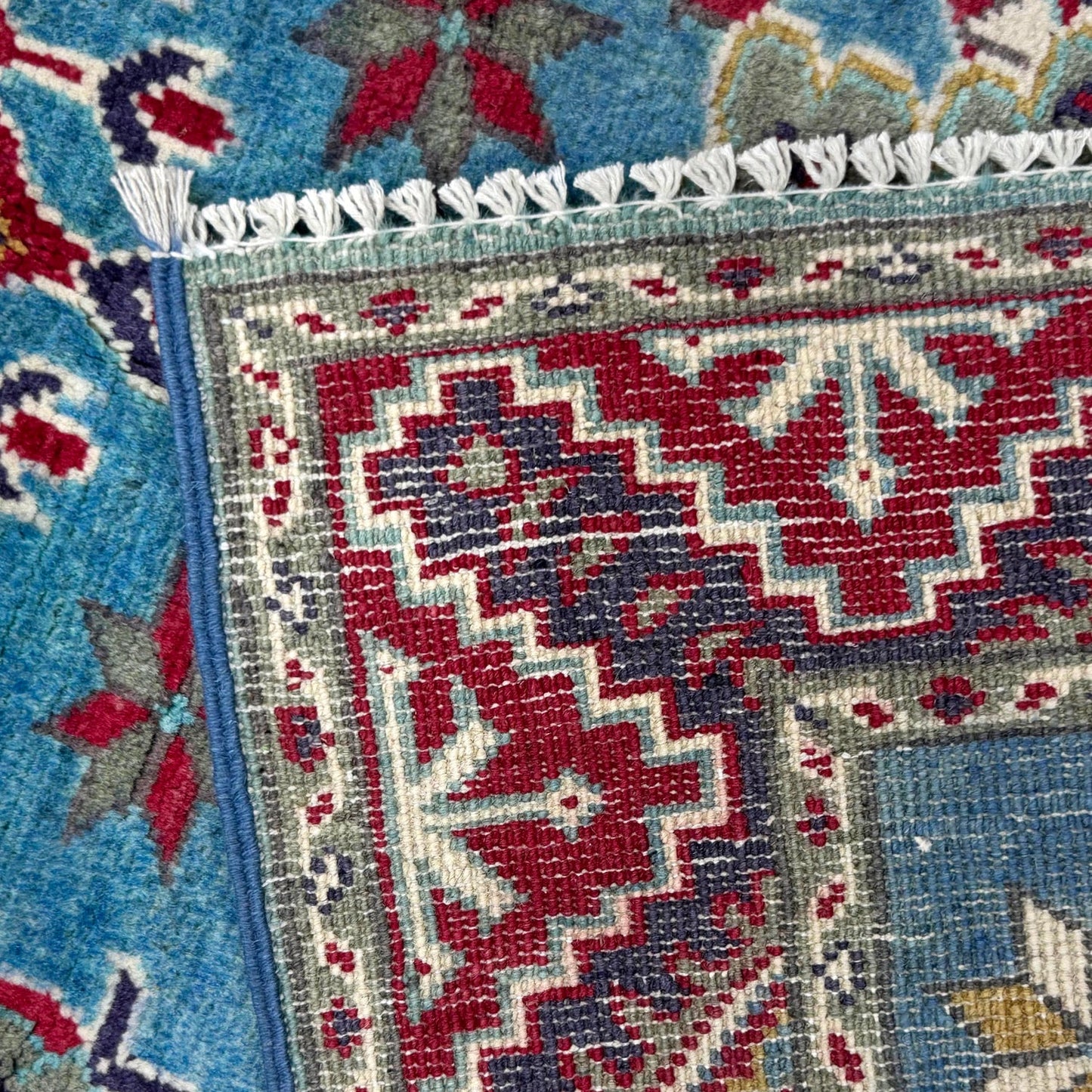 Blue Oriental Kazak Afghan Hand-knotted Rug (KK-268)