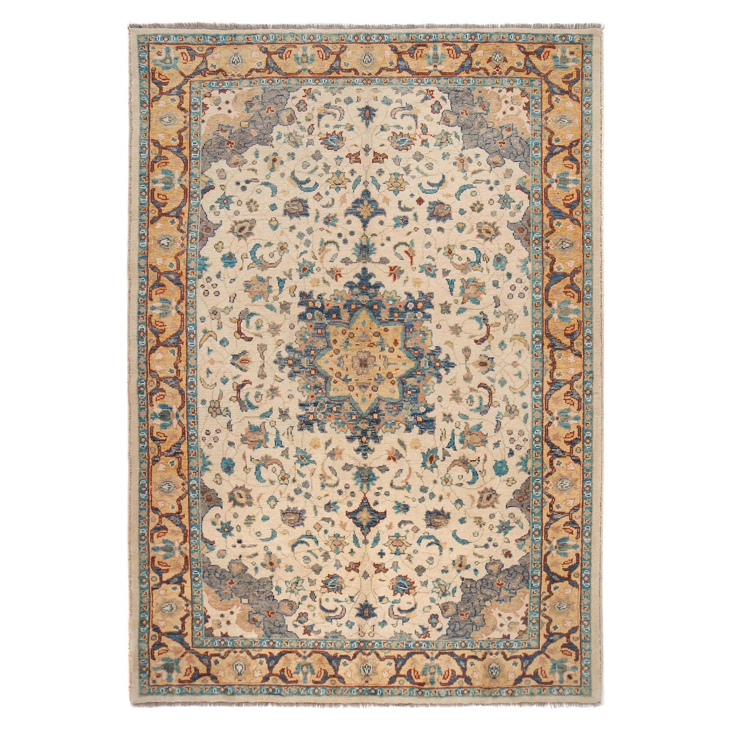 White Heriz Hand-Knotted Persian Rug (HZ-805)