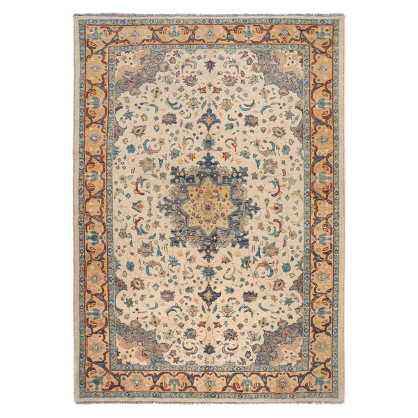 White Heriz Hand-Knotted Persian Rug (HZ-805)