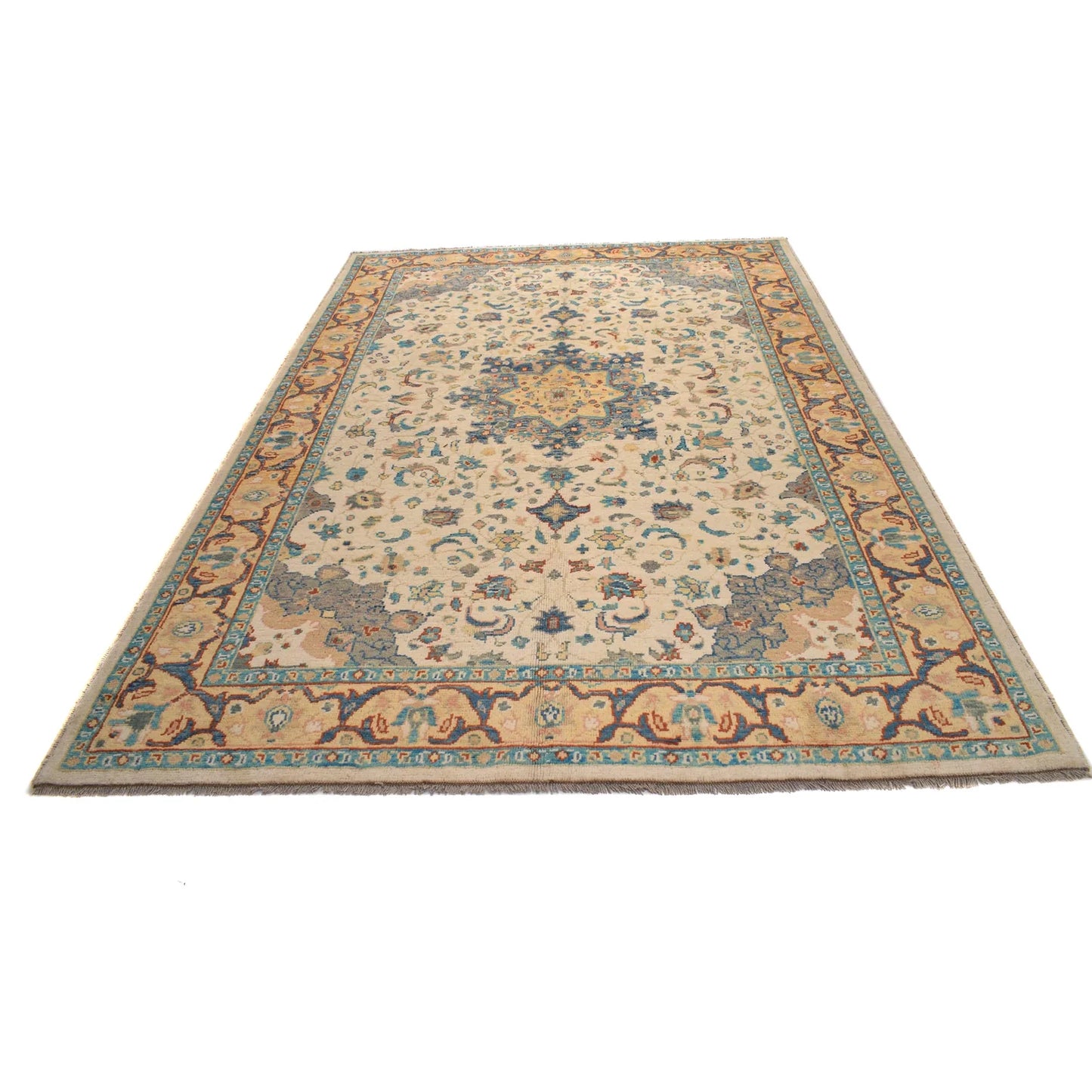 White Heriz Hand-Knotted Persian Rug (HZ-805)