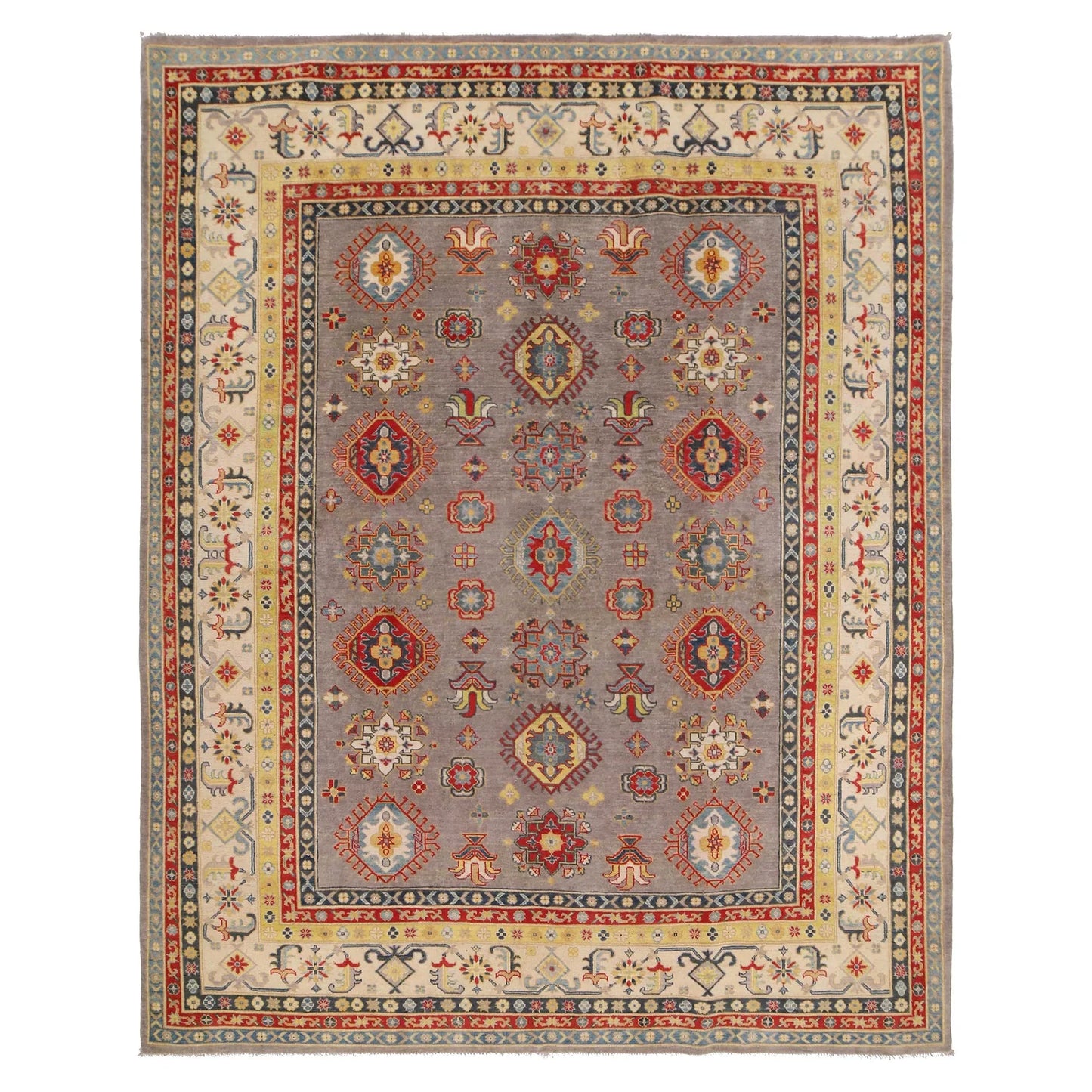 Grey Oriental Kazak Afghan Hand-knotted Rug (KK-201)