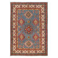 Blue Oriental Kazak Afghan Hand-knotted Rug (KK-207)