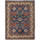 Blue Oriental Kazak Afghan Hand-knotted Rug (KK-208)