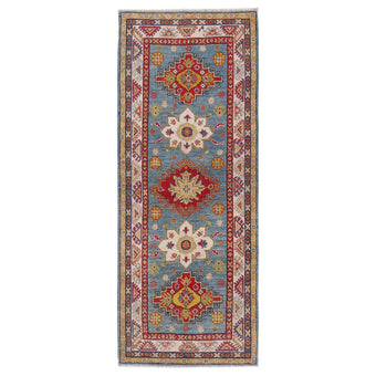 compare product Blue Oriental Kazak Afghan Hand-knotted Runner (KK-209)