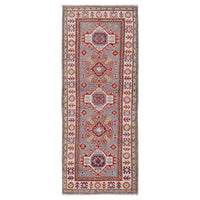 Grey Oriental Kazak Afghan Hand-knotted Runner (KK-210)