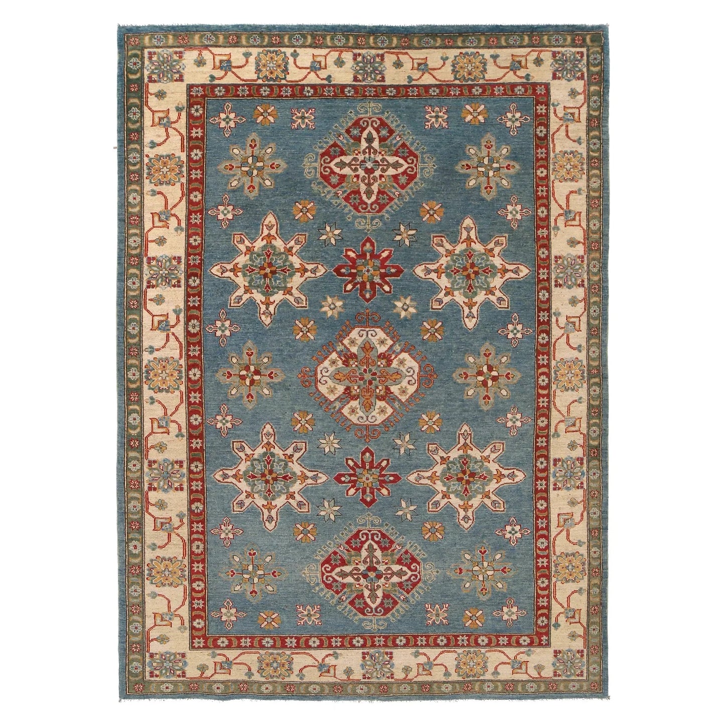 Blue  Oriental Kazak Afghan Hand-knotted Rug (KK-211)
