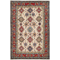 Ivory  Oriental Kazak Afghan Hand-knotted Rug (KK-213)