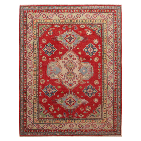 Red  Oriental Kazak Afghan Hand-knotted Rug (KK-215)