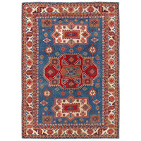 Blue Oriental Kazak Afghan Hand-knotted Rug (KK-217)