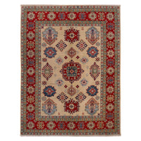 Ivory Oriental Kazak Afghan Hand-knotted Rug (KK-218)