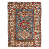 Blue Oriental Kazak Afghan Hand-knotted Rug (KK-219)
