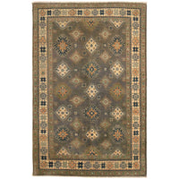 Grey Oriental Kazak Afghan Hand-knotted Rug (KK-222)