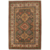 Grey Oriental Kazak Afghan Hand-knotted Rug (KK-224)