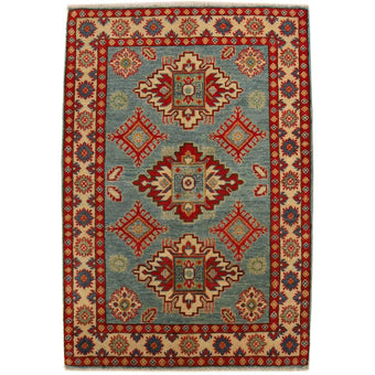 compare product Blue Oriental Kazak Afghan Hand-knotted Rug (KK-225)