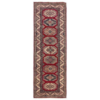 Red Oriental Kazak Afghan Hand-knotted Runner (KK-279)
