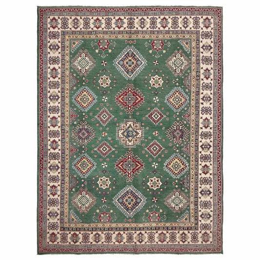 Green  Oriental Kazak Afghan Hand-knotted Rug (KK-280)