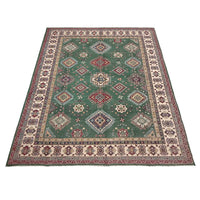 Green  Oriental Kazak Afghan Hand-knotted Rug (KK-280)