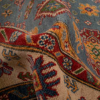 Blue Oriental Kazak Afghan Hand-knotted Rug (KK-207)
