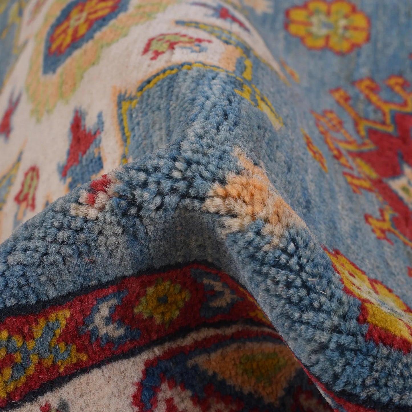 Blue Oriental Kazak Afghan Hand-knotted Runner (KK-209)
