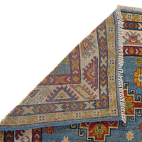 Blue Oriental Kazak Afghan Hand-knotted Runner (KK-209)