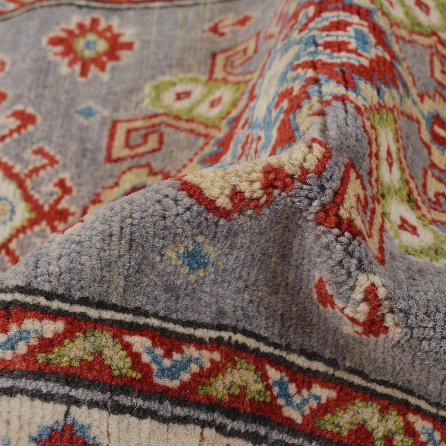 Grey Oriental Kazak Afghan Hand-knotted Runner (KK-210)
