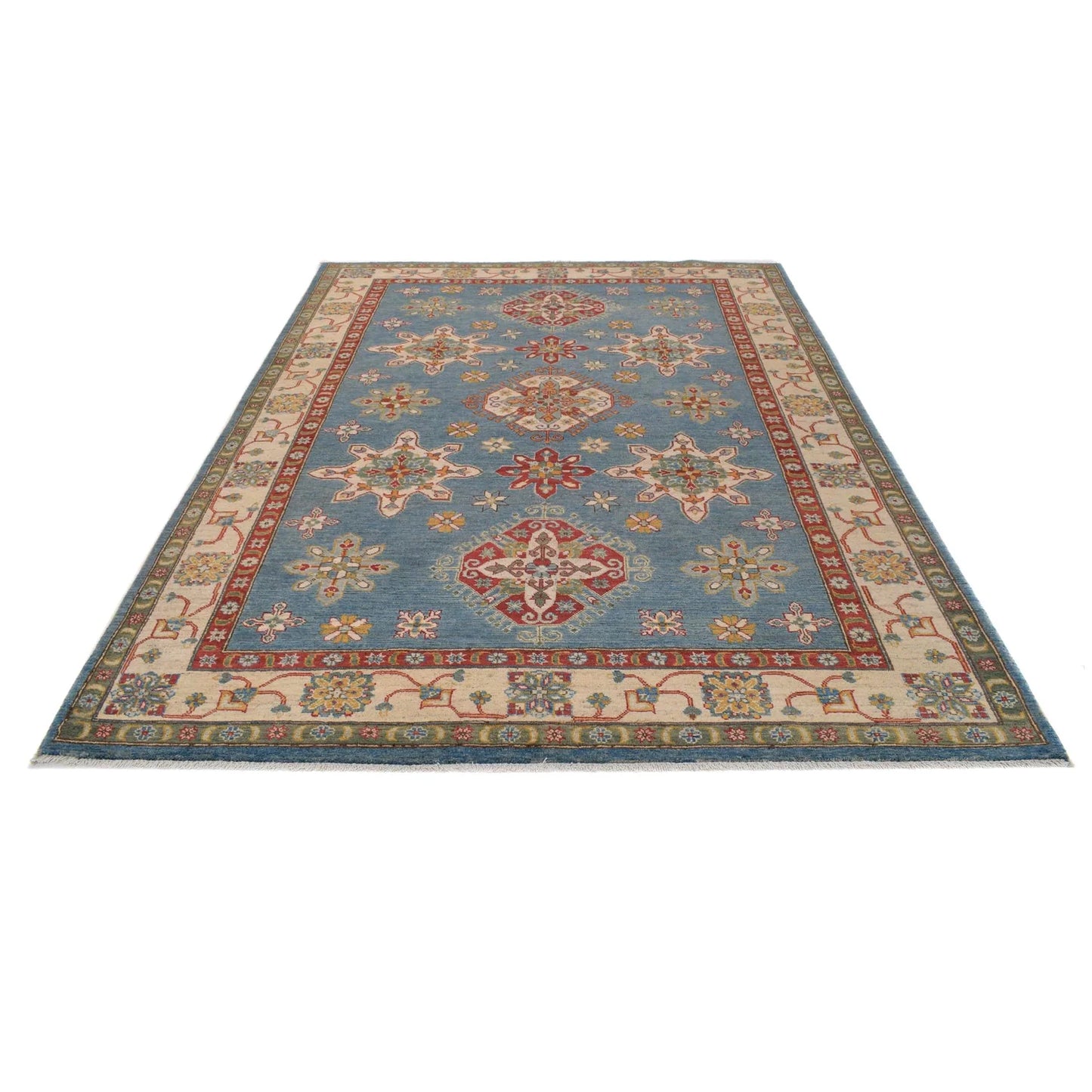 Blue  Oriental Kazak Afghan Hand-knotted Rug (KK-211)