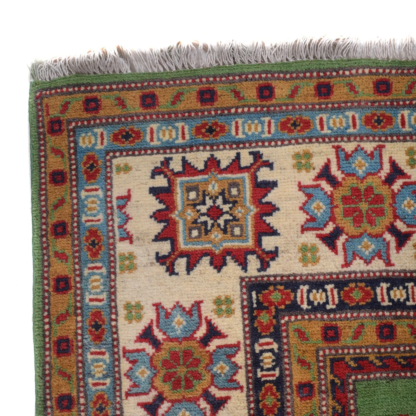Green  Oriental Kazak Afghan Hand-knotted Rug (KK-212)