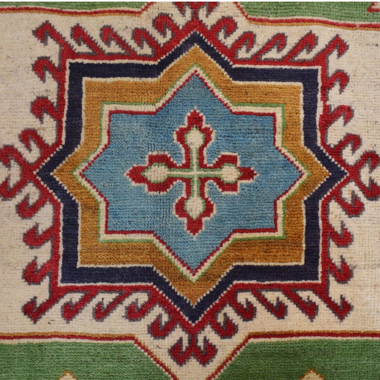 Green  Oriental Kazak Afghan Hand-knotted Rug (KK-212)