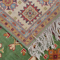 Green  Oriental Kazak Afghan Hand-knotted Rug (KK-212)