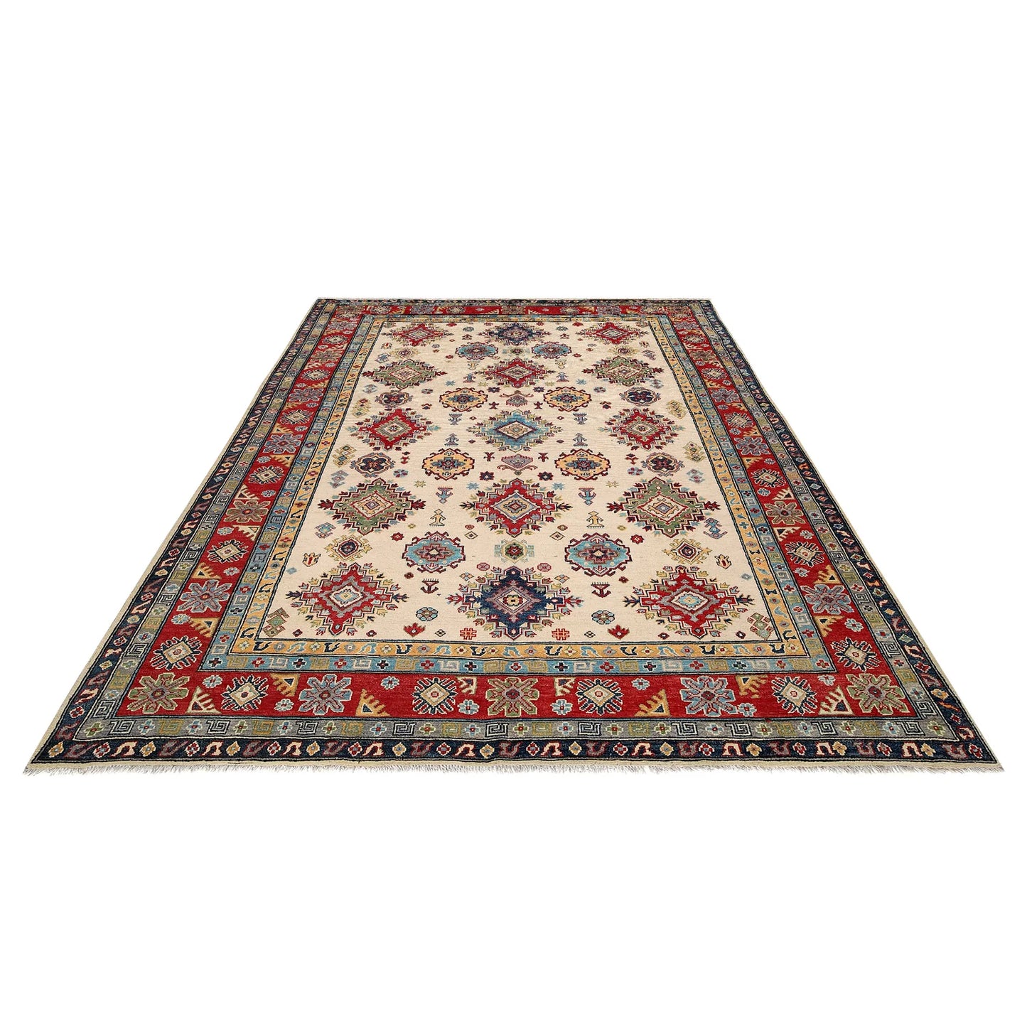 Ivory  Oriental Kazak Afghan Hand-knotted Rug (KK-213)