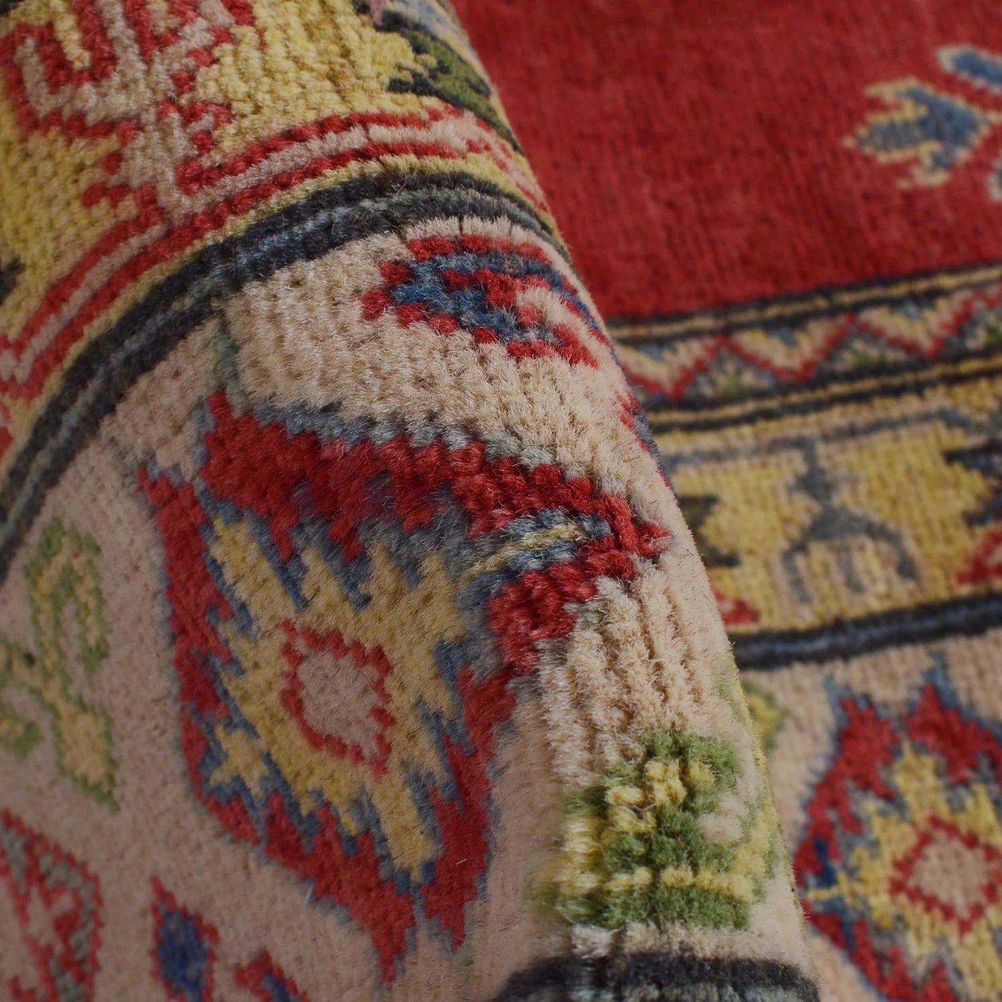 Red  Oriental Kazak Afghan Hand-knotted Rug (KK-214)
