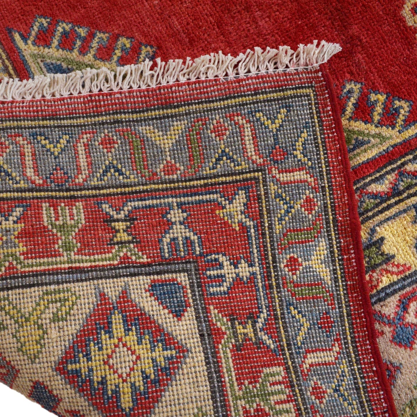 Red  Oriental Kazak Afghan Hand-knotted Rug (KK-214)