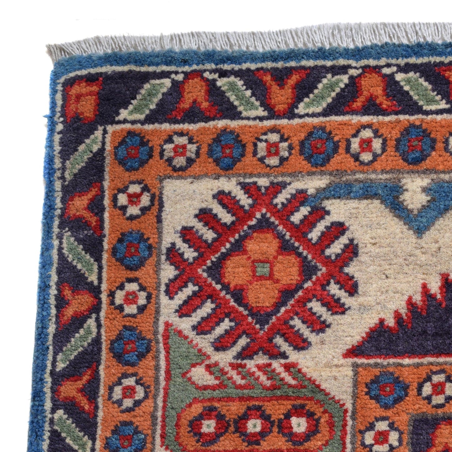 Blue Oriental Kazak Afghan Hand-knotted Rug (KK-217)