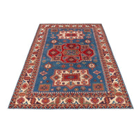 Blue Oriental Kazak Afghan Hand-knotted Rug (KK-217)