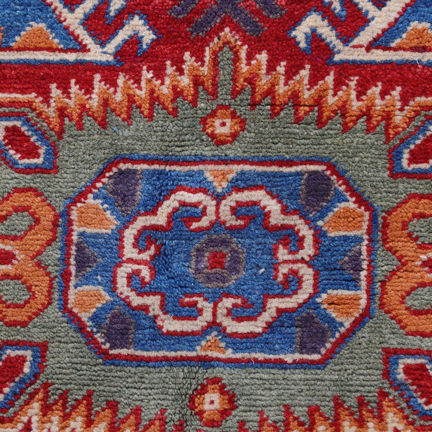 Blue Oriental Kazak Afghan Hand-knotted Rug (KK-217)