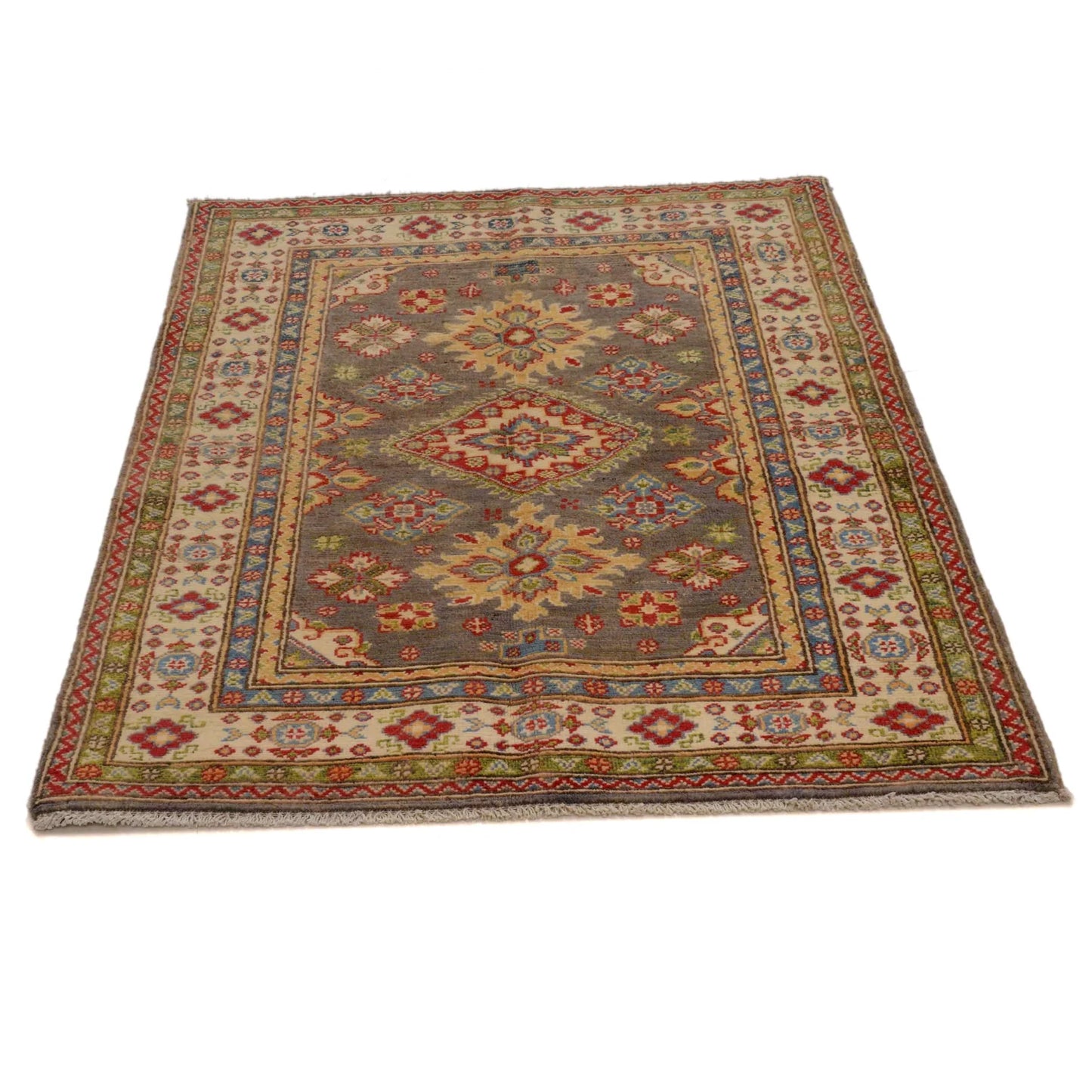 Grey Oriental Kazak Afghan Hand-knotted Rug (KK-224)