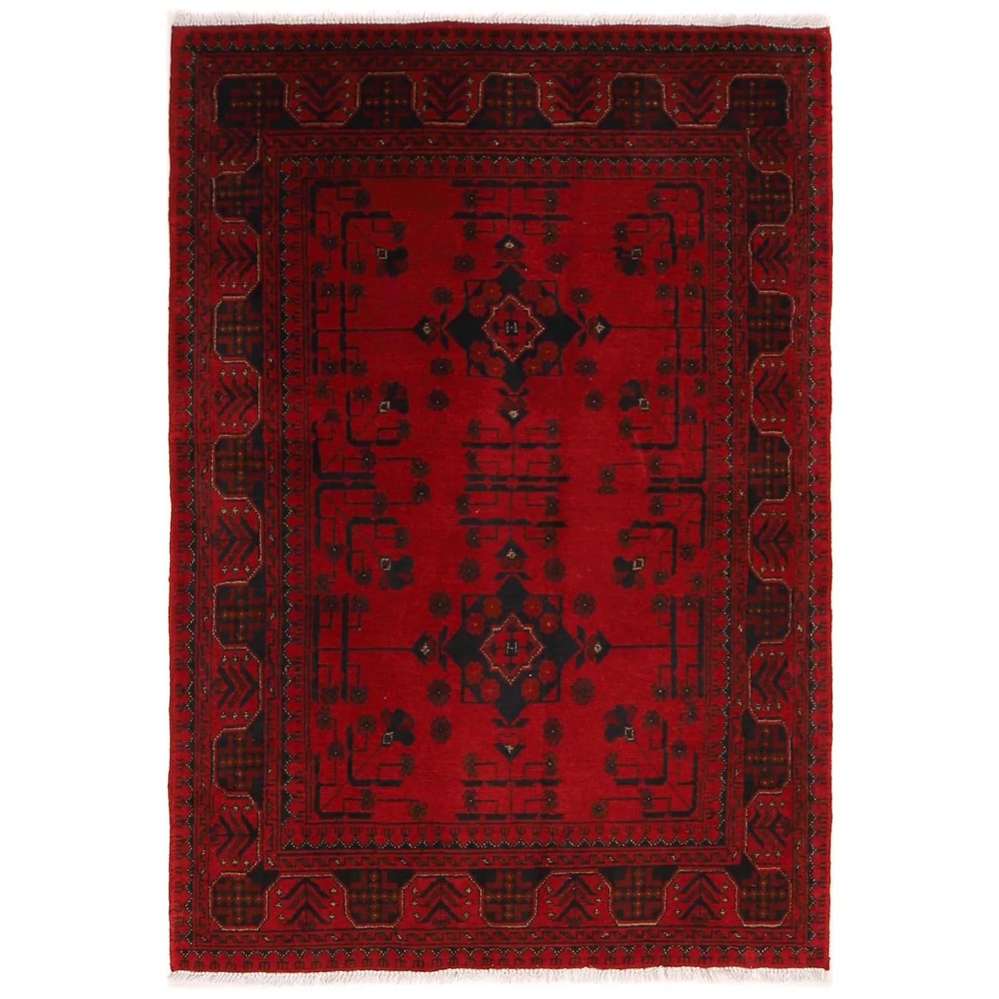 Red Khal Mohammadi Afghan Hand-knotted Rug (KM-408)