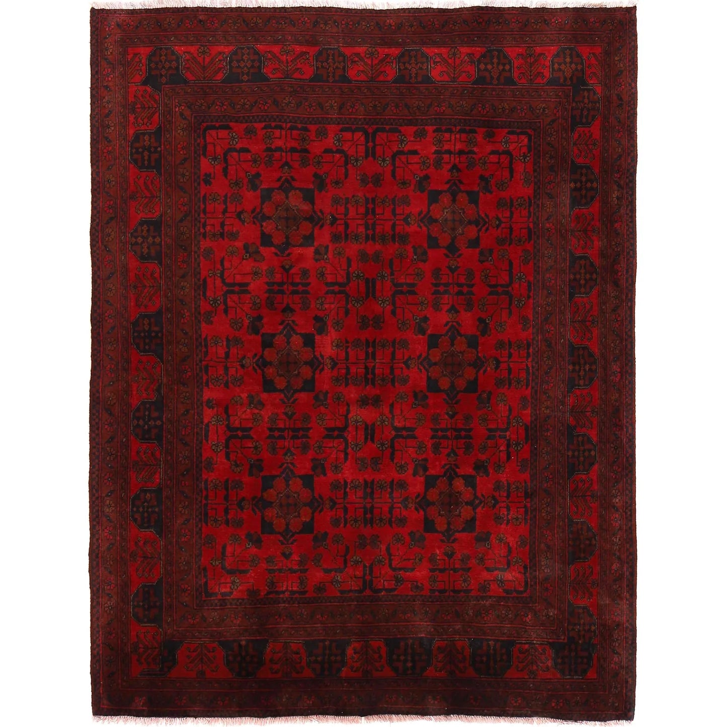Red Khal Mohammadi Afghan Hand-knotted Rug (KM-409)