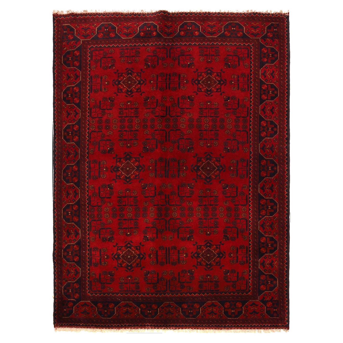Red Khal Mohammadi Afghan Hand-knotted Rug (KM-413)