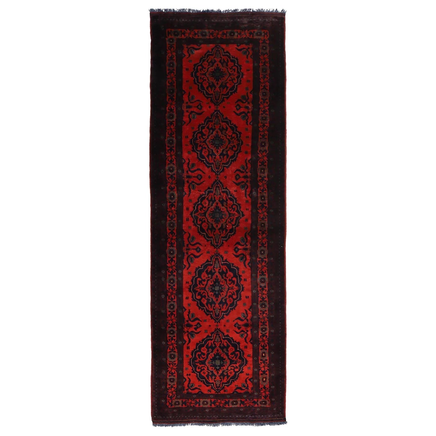 Red Khal Mohammadi Afghan Hand-knotted Runner (KM-414)