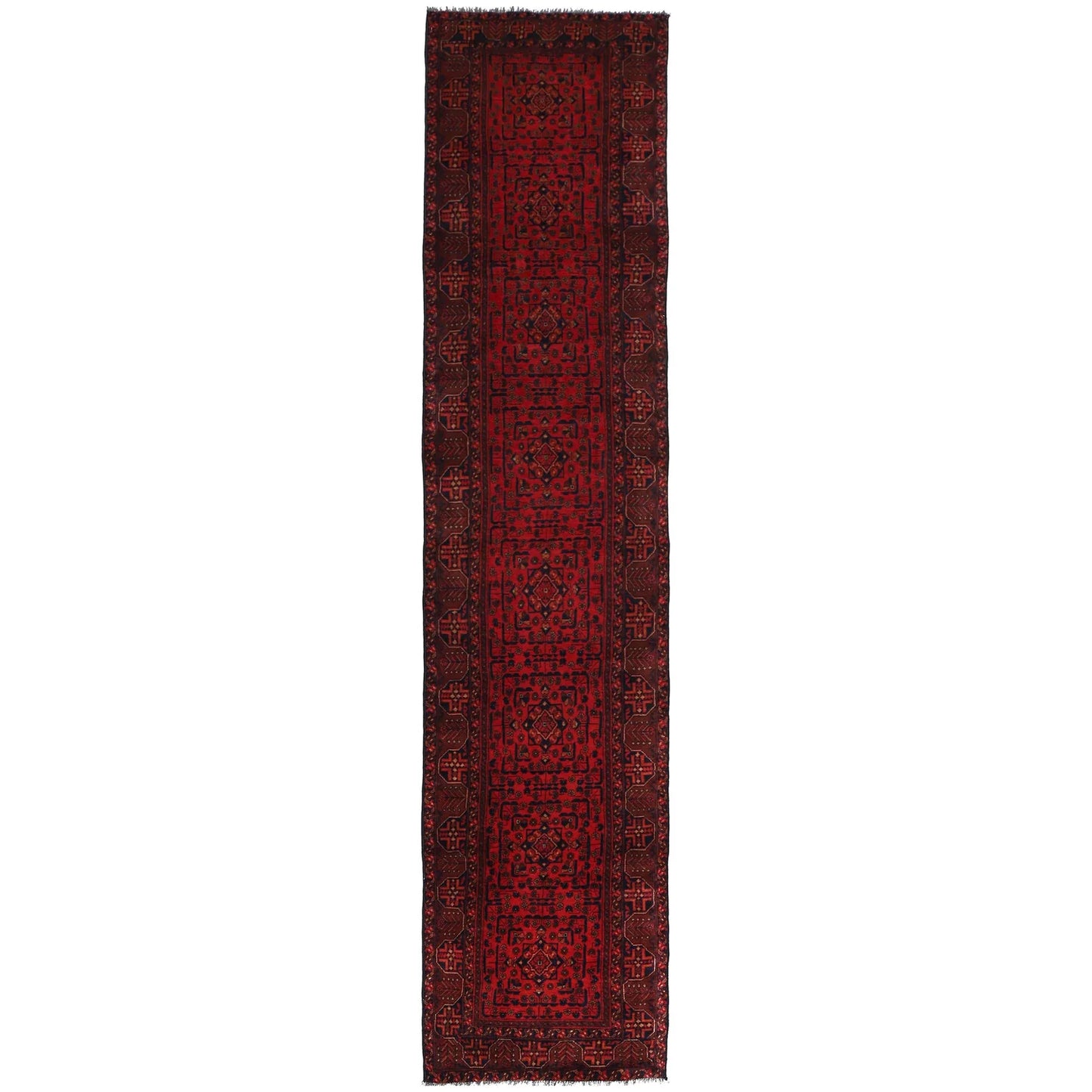 Red Khal Mohammadi Afghan Hand-knotted Runner (KM-415)