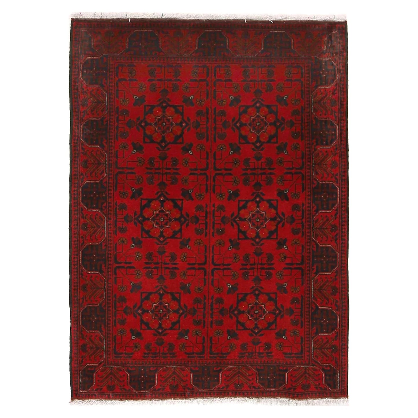 Red Khal Mohammadi Afghan Hand-knotted Rug (KM-423)